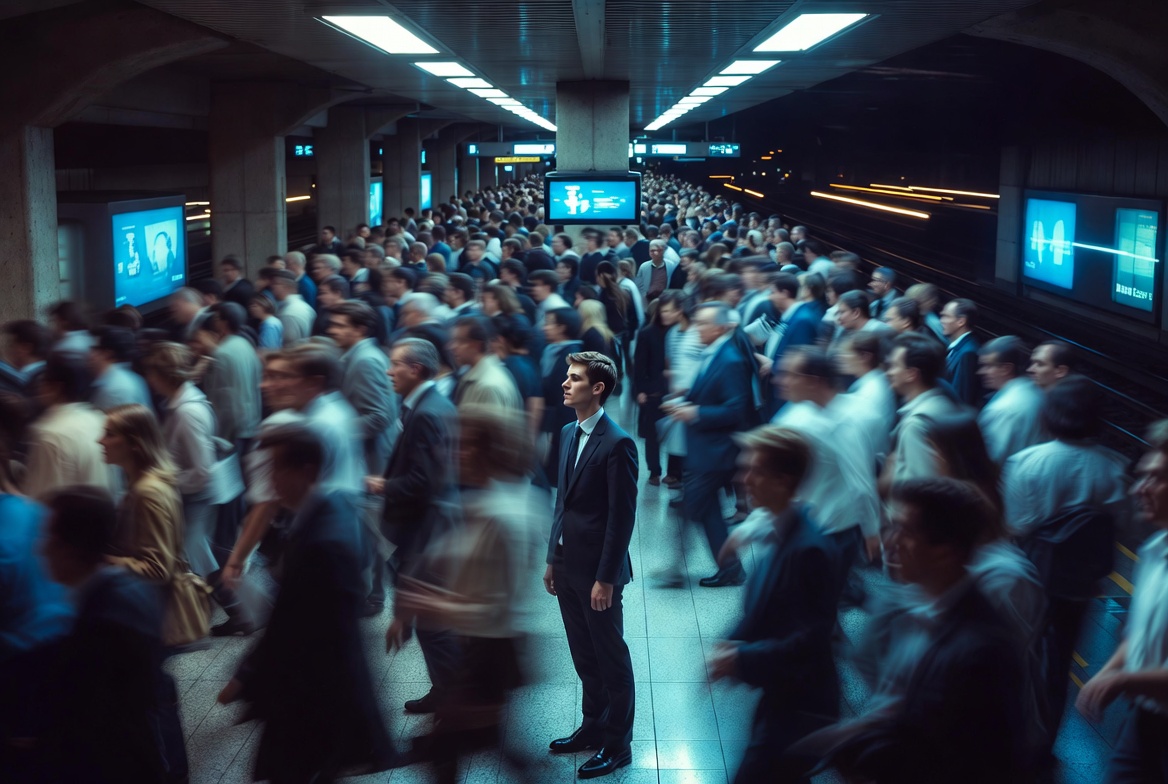 urban hamlet isolation in crowded subway shakespeare modern city alienation theme