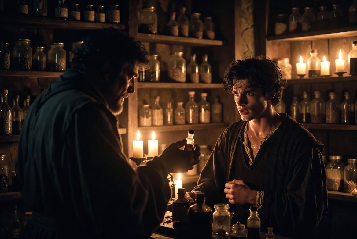 Romeo buying poison after Balthasar’s news in Romeo and Juliet tragic twist