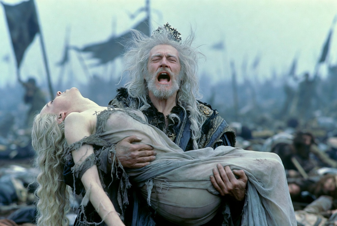 King Lear carrying dead Cordelia – devastating final scene from Shakespeare’s King Lear