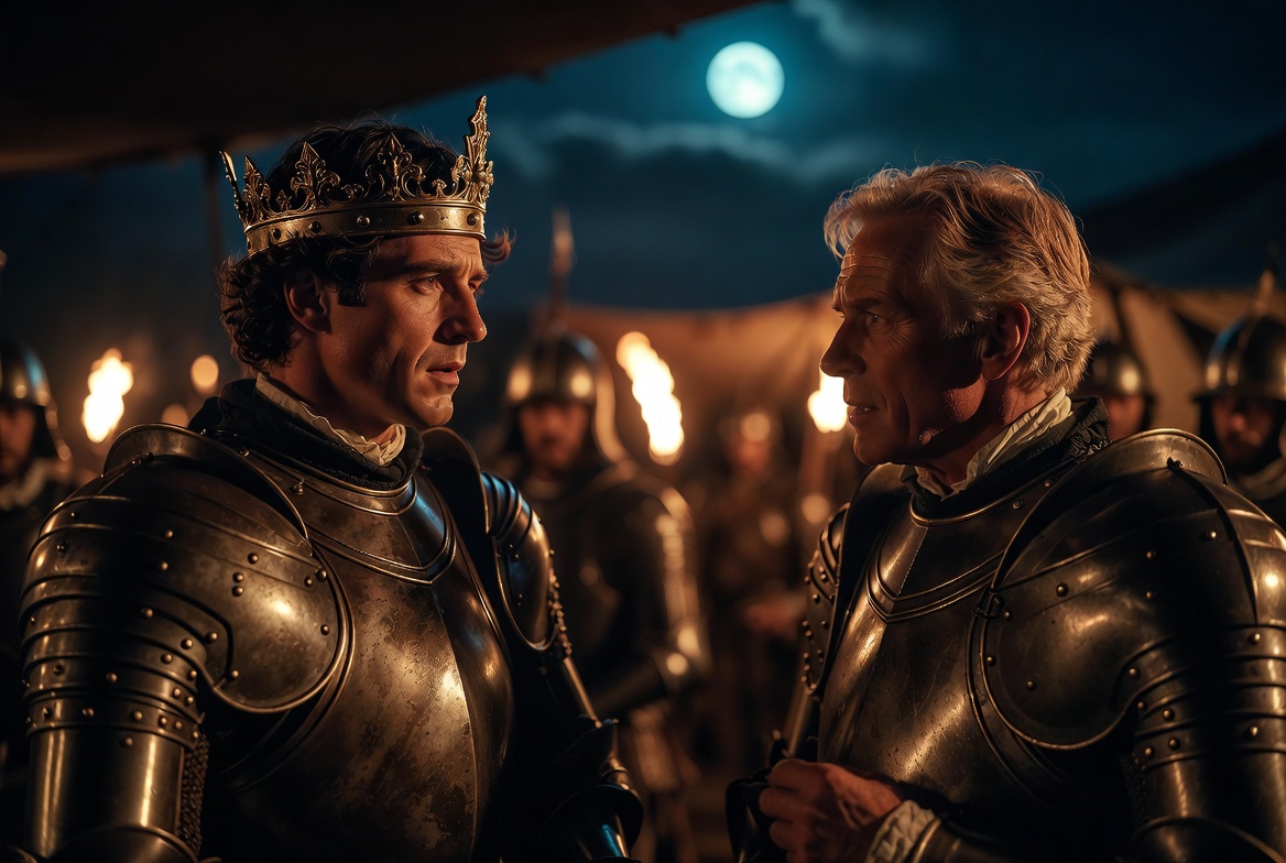 King Henry V and Humphrey Duke of Gloucester before Agincourt Shakespeare scene