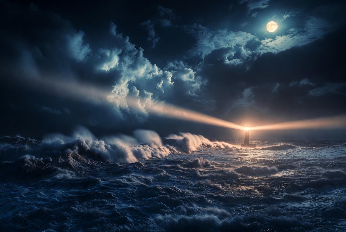 Lighthouse in a storm symbolizing constant love from Shakespeare Sonnet 116