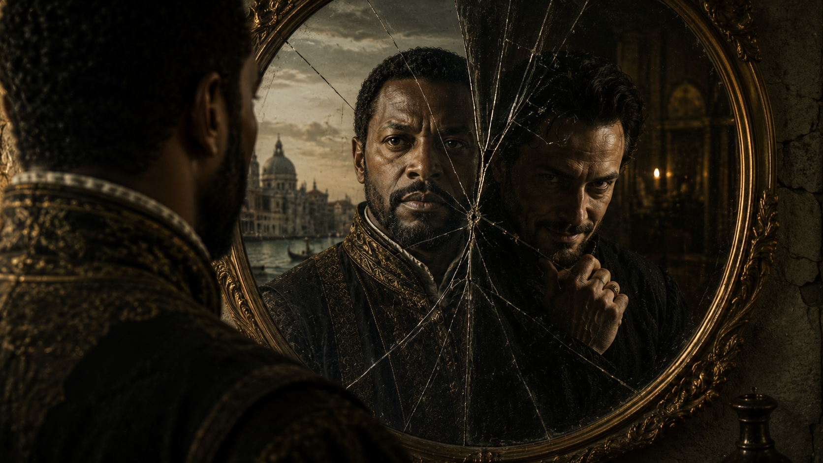 Symbolic mirror image representing appearance versus reality in Othello