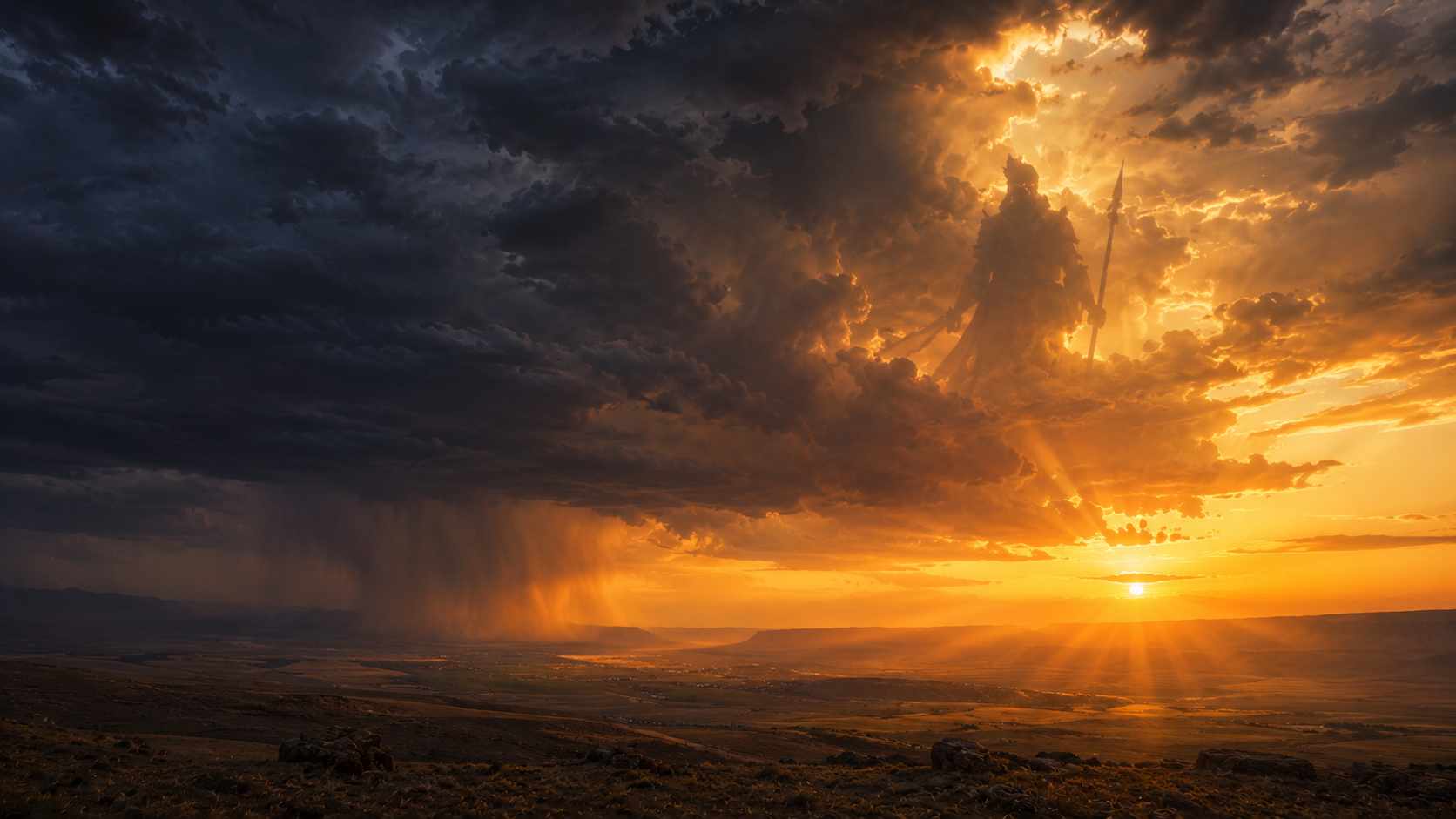 Dramatic stormy skies over Othello Washington landscape echoing Shakespeare Othello themes