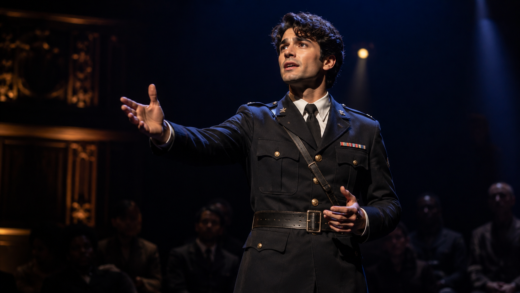 Modern stage performance of Michael Cassio in Shakespeare’s Othello