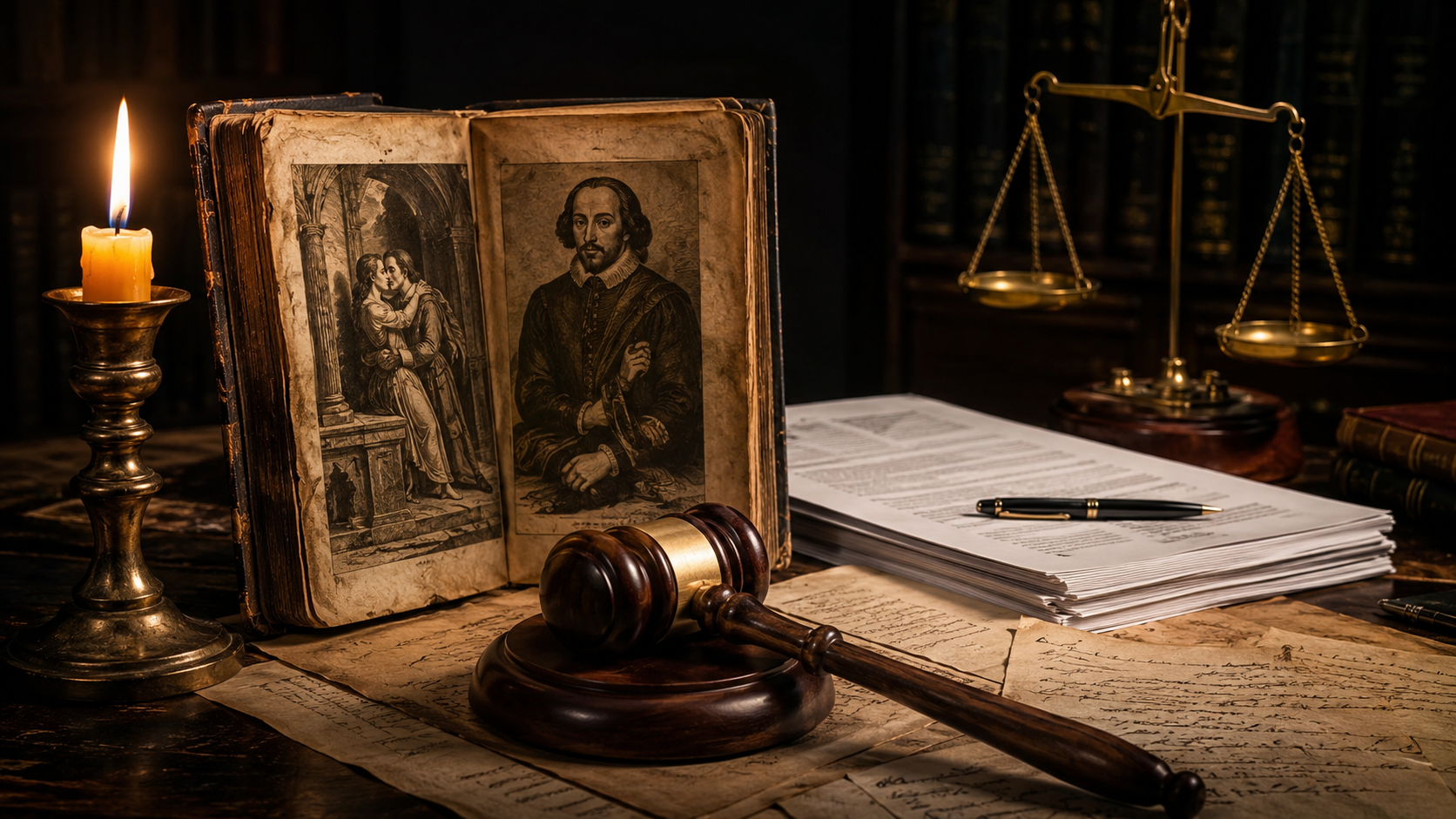 Romeo and Juliet book beside legal symbols representing Virginia age of consent law