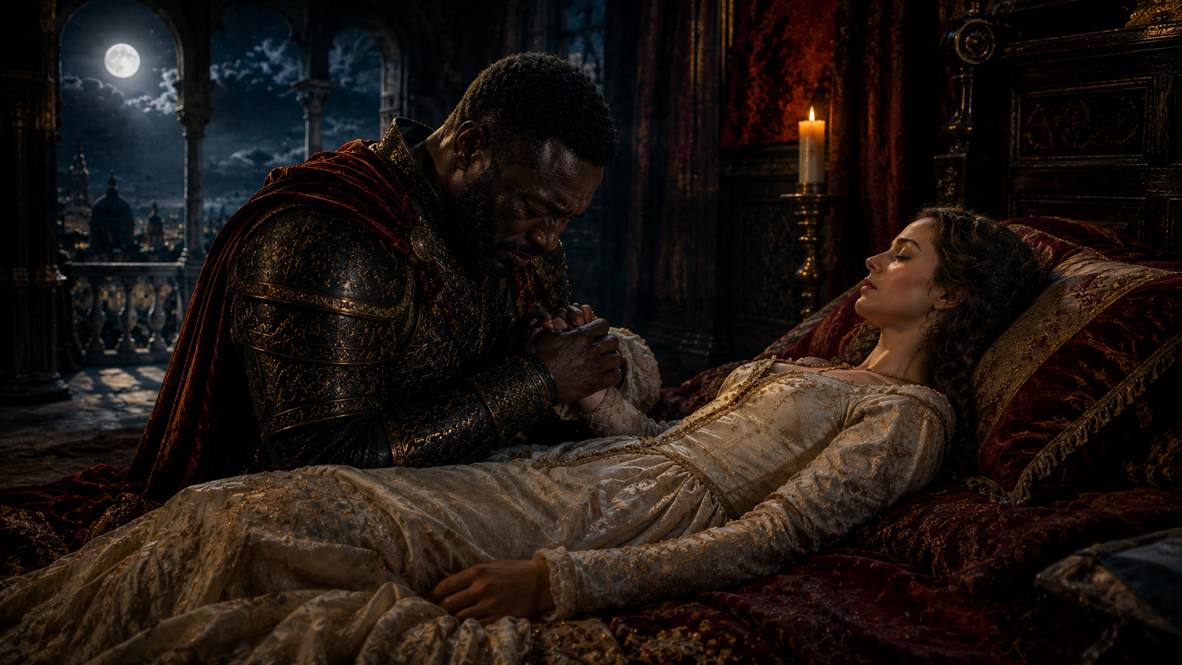 Tragic ending scene from Shakespeare's Othello play