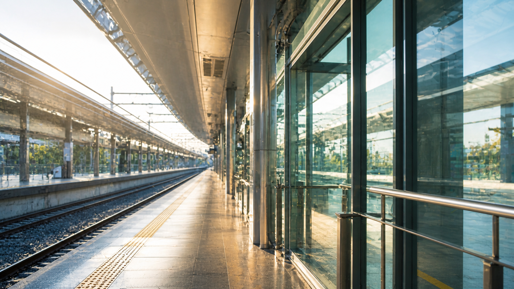 modern train station architecture with glass and steel design