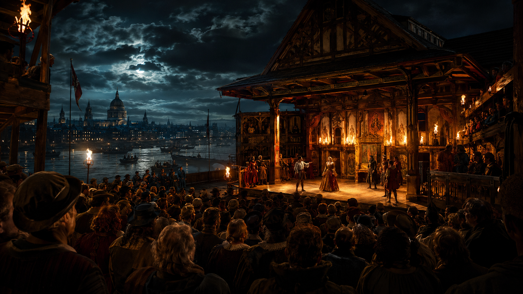 Elizabethan theater in 1590s London where Romeo and Juliet was first performed