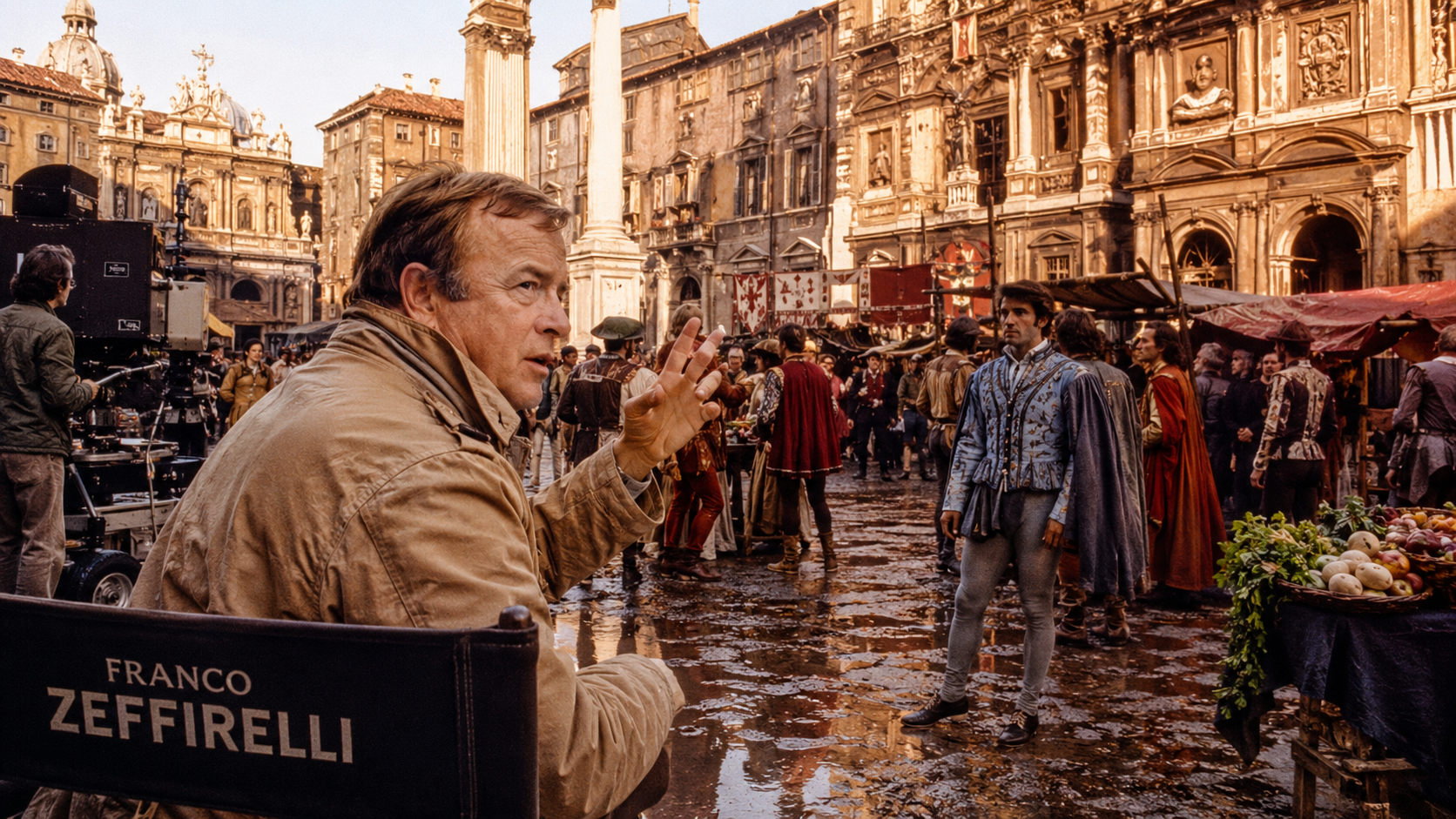 Franco Zeffirelli directing The Taming of the Shrew 1967 film set in Rome"