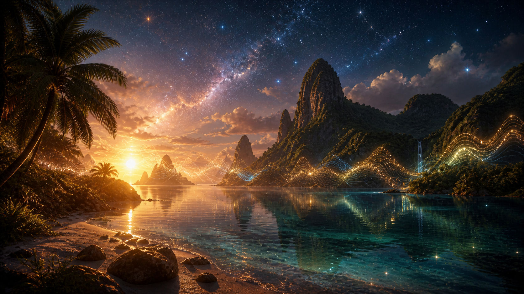Magical island atmosphere reflecting Caliban’s poetic vision