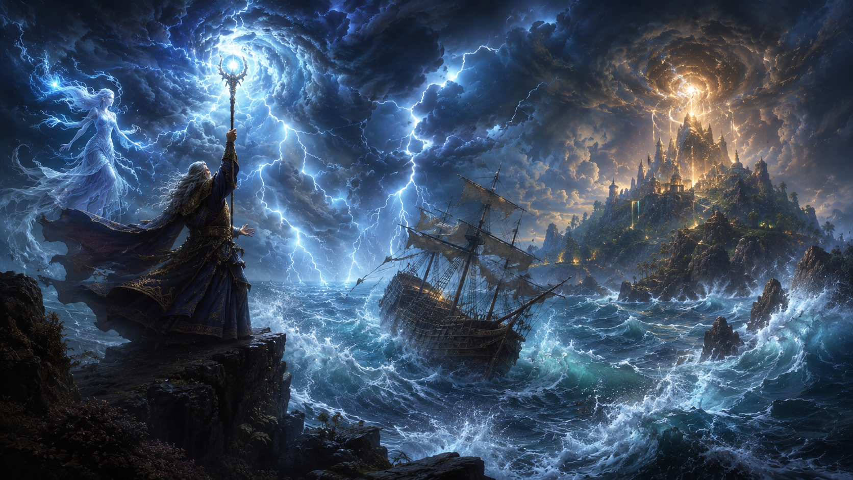 The Tempest plot summary - Prospero conjuring the storm with Ariel