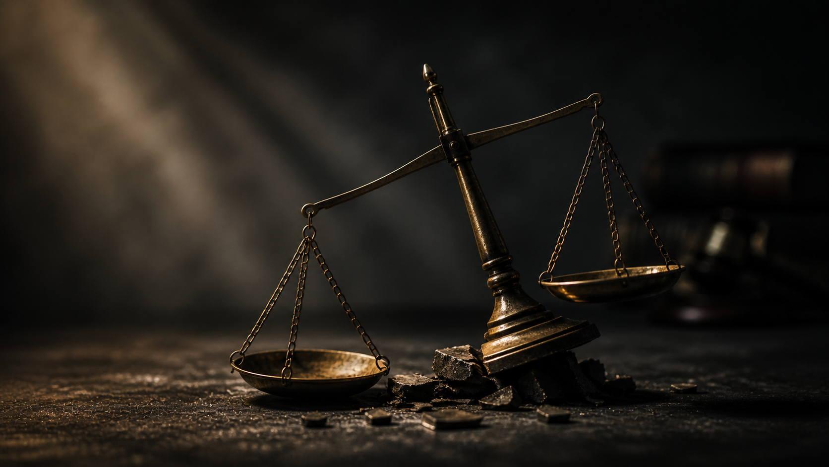 Broken scale of justice representing situations where legal protection does not apply