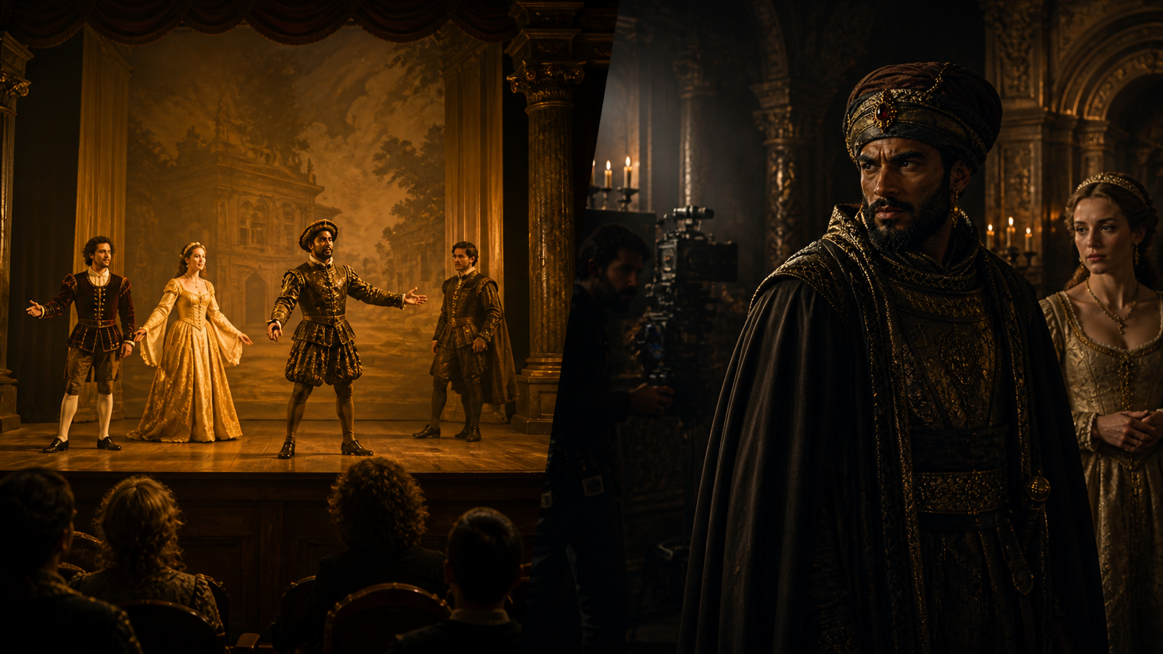 Comparison of theatrical and cinematic style in Othello 1965