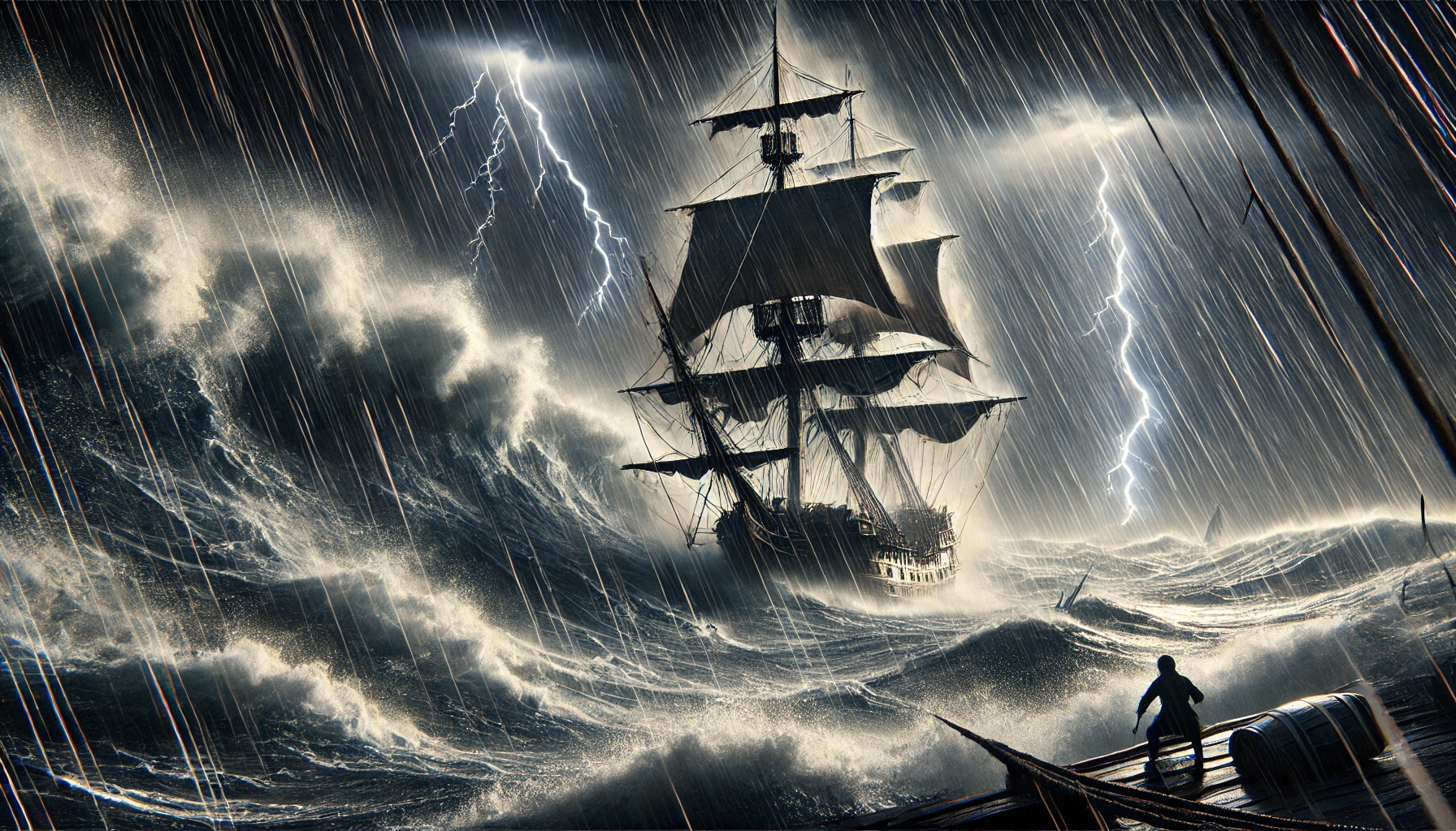 Storm scene with ship in Shakespeare The Tempest summary