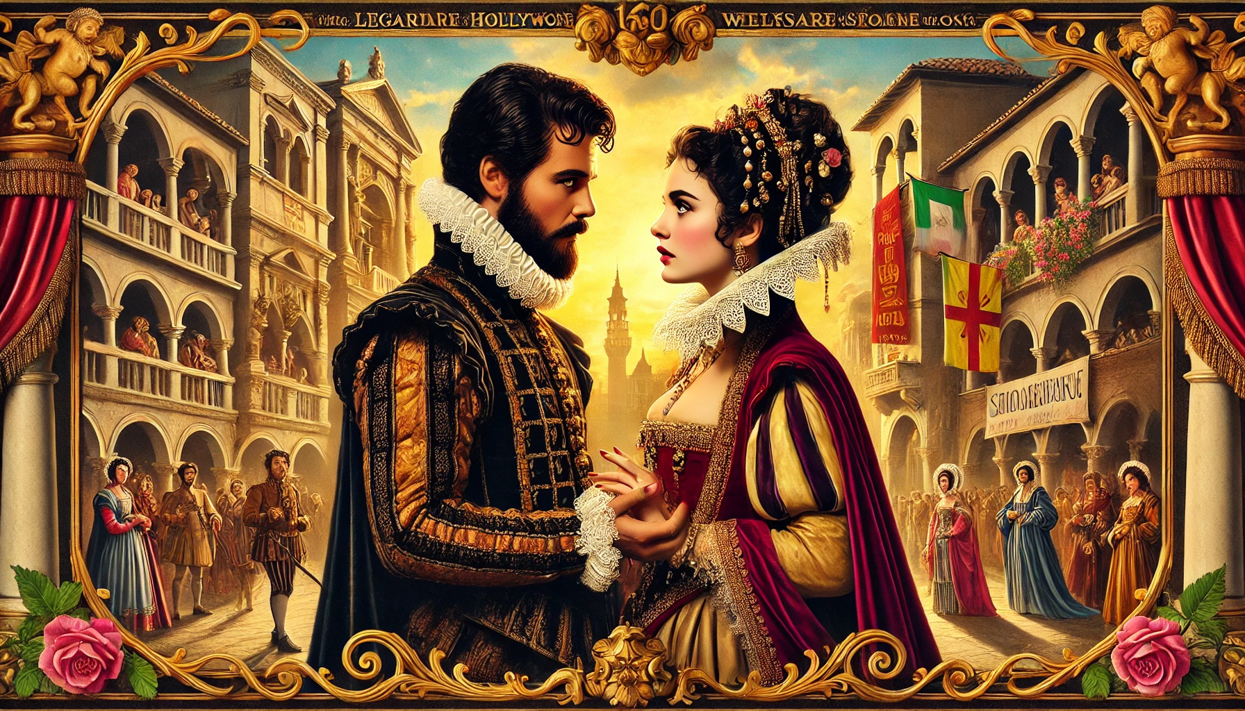 "Iconic 1967 The Taming of the Shrew film poster style image with Taylor and Burton"