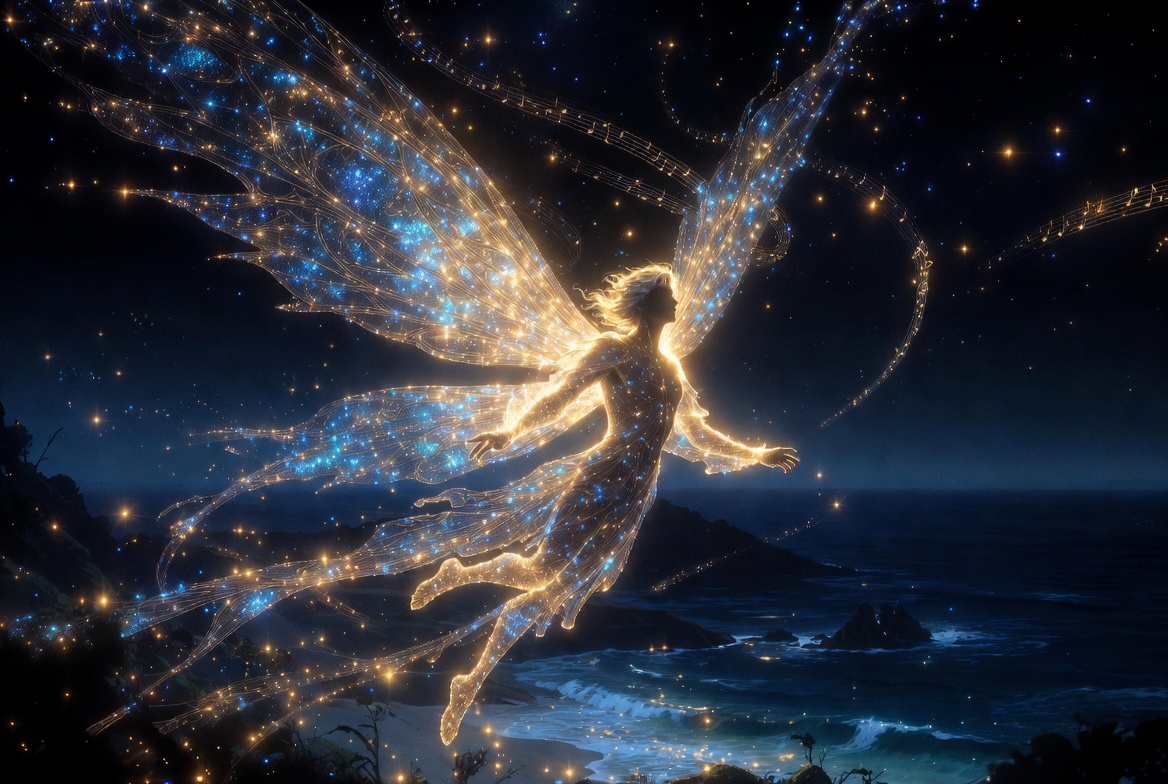 Ariel the airy spirit using magic in The Tempest by Shakespeare