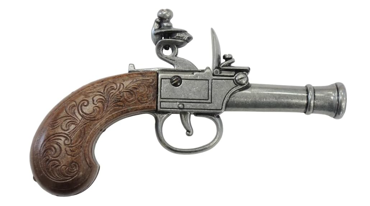 Denix Replica Colonial Pocket Flintlock Pistol Non Firing Gun, Gray 