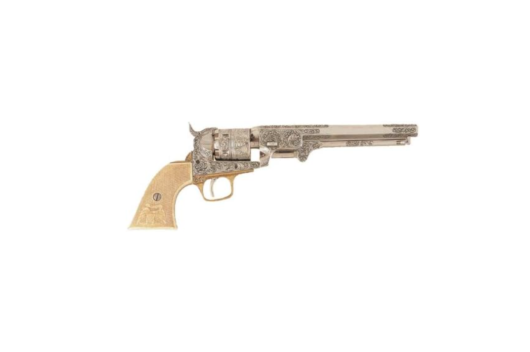 Denix 1851 Engraved Navy Revolver, Silver - Non-Firing Replica 