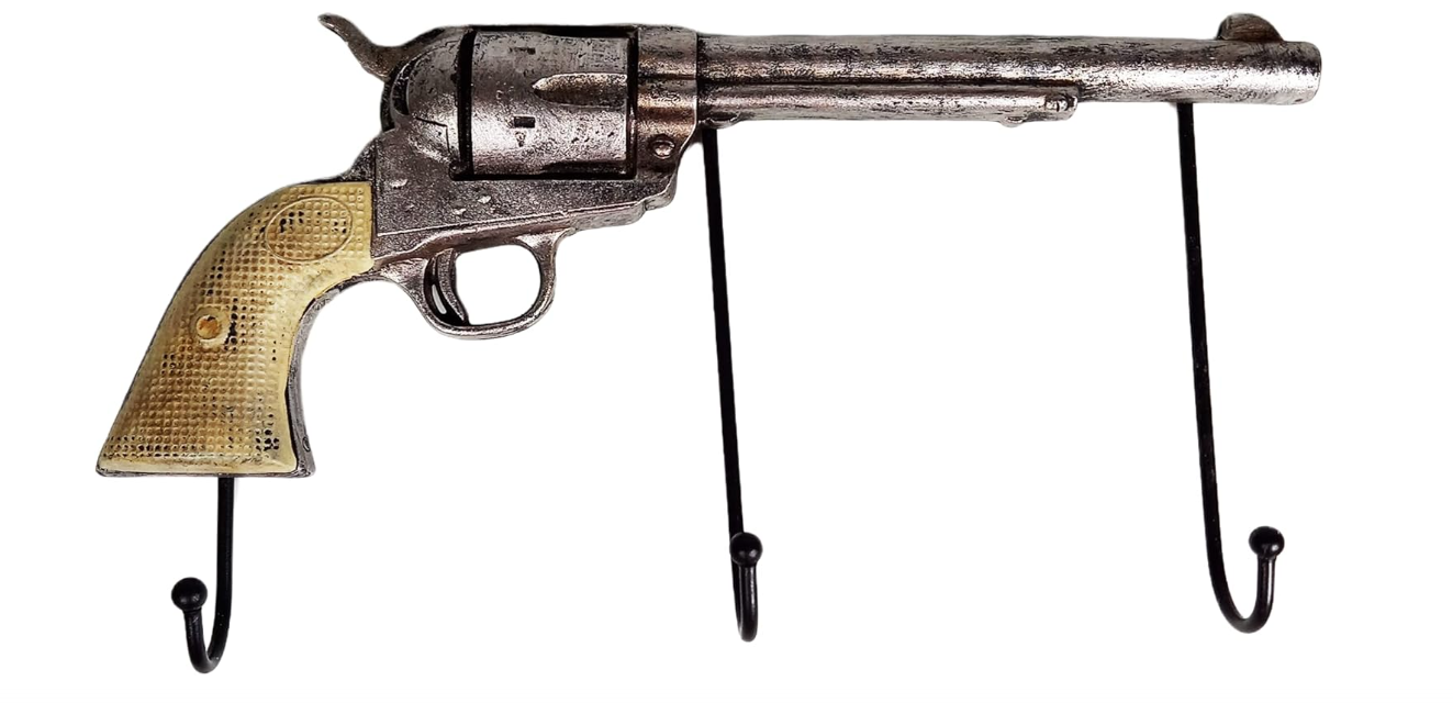 Urbalabs Western Pistol Beer Opener and Rustic Wall Hooks Pistol and Rifle Coat or Key Holder Wall Hook Mounted Decorative for Hats, Coats, Towels, Mudroom,... 