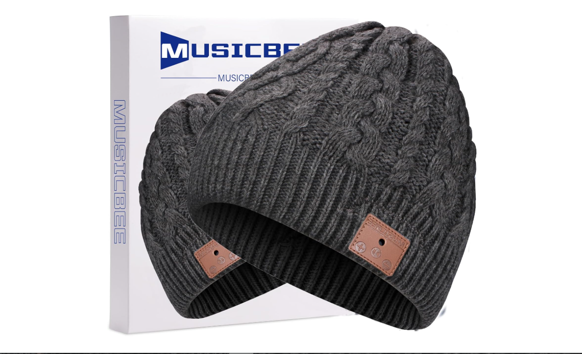 MUSICBEE Bluetooth Beanie，Bluetooth V5.2, 24 Hour Play time, Built-in Microphone and HD Stereo Speakers, Wool Lined for Outdoor Homes and Gifts -... 