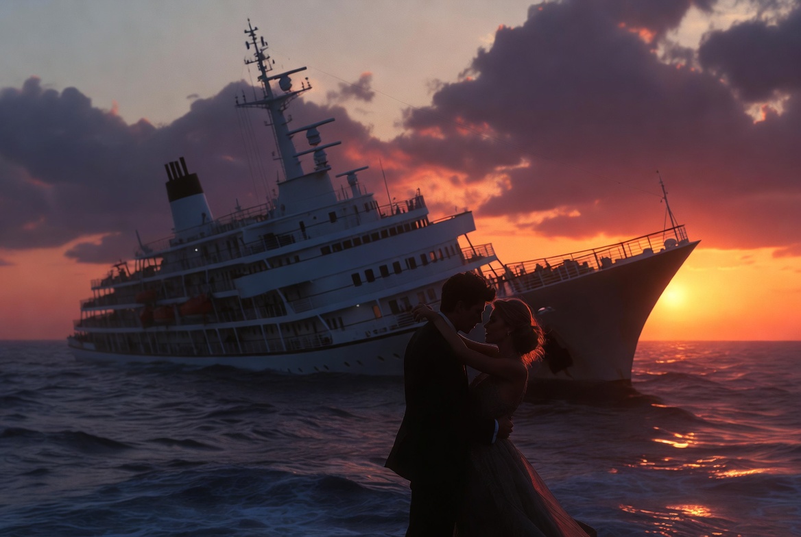 Titanic-style forbidden love romance on a doomed ship