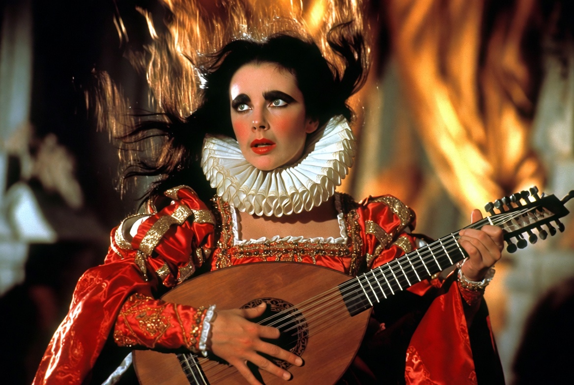 Elizabeth Taylor as Katharina in the 1967 film adaptation of The Taming of the Shrew