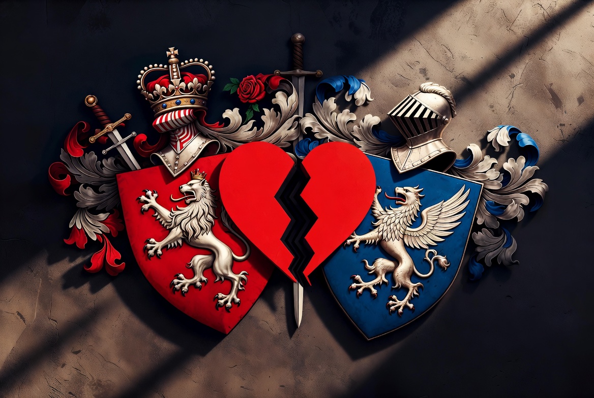 Shakespearean themes of family feud and tragic love symbolism