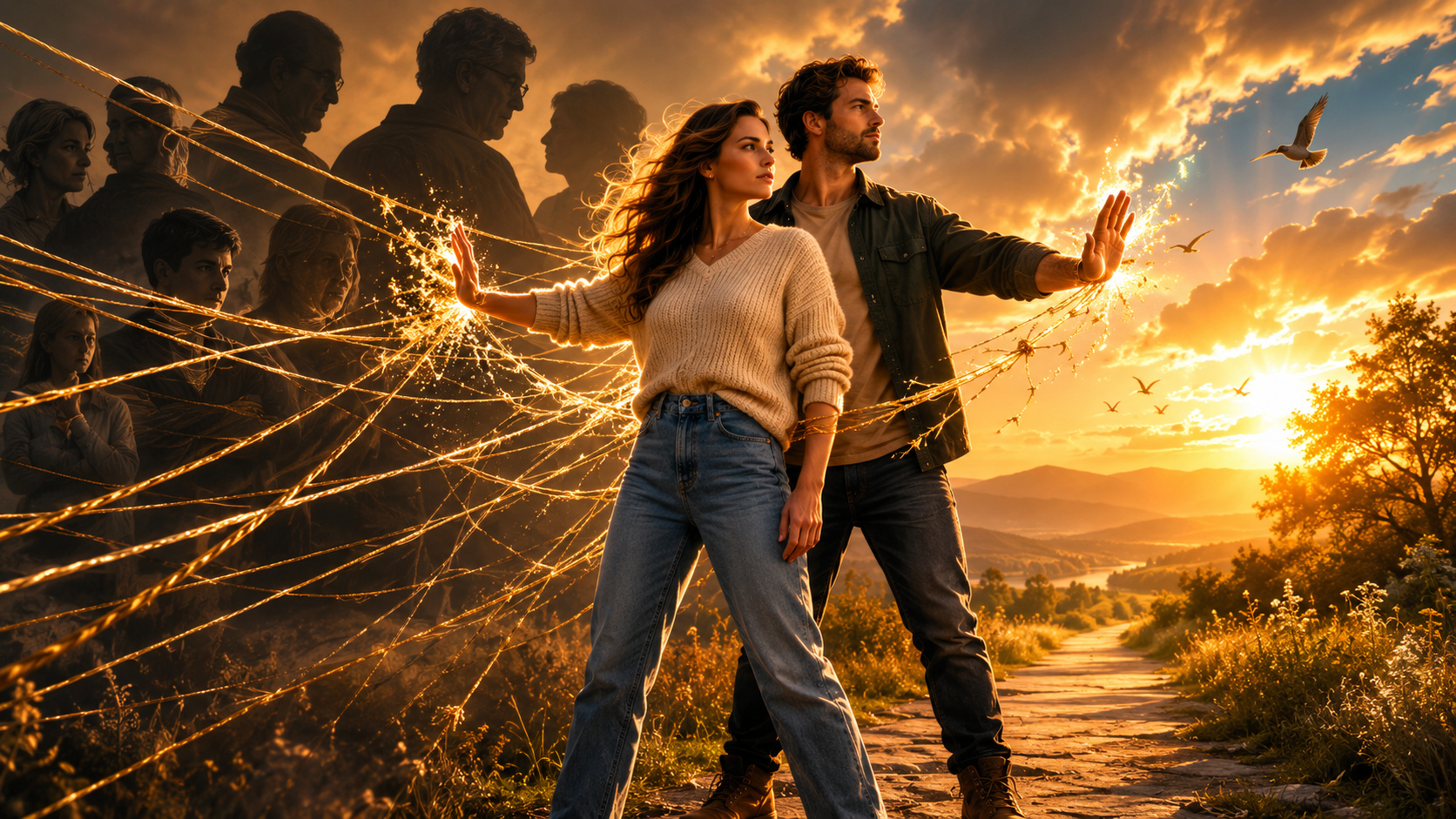 Couple setting healthy boundaries with enmeshed in-laws family