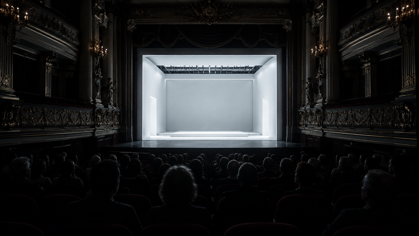 A captivated audience watching the highly debated and polarizing modern revival of Othello inside a historic New York theater.