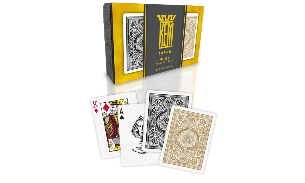 KEM Arrow Black and Gold Plastic Playing Cards, Standard Index, Poker Size, Premium Cards, 2 Decks