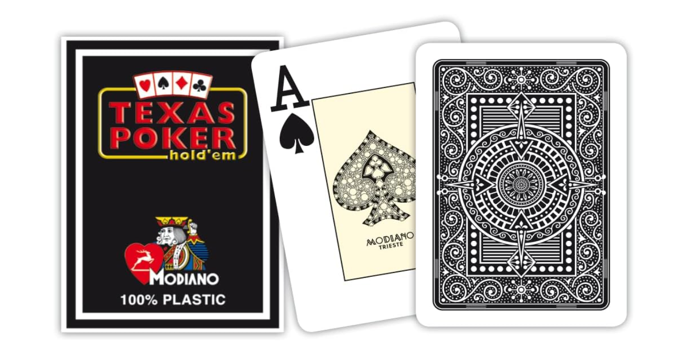 Modiano Texas Poker Hold'em 100% Plastic Playing Cards, Jumbo Index, Poker Wide Size