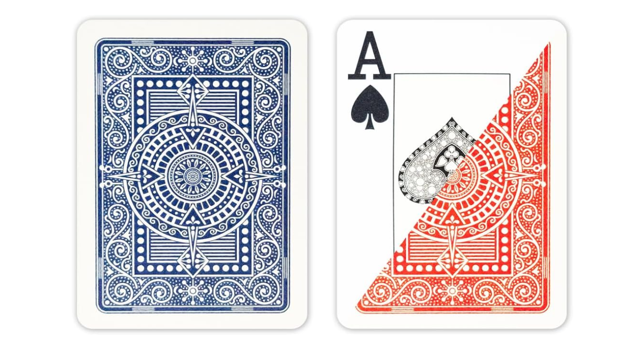 Modiano Texas Hold'em Poker Playing Cards, 100% Plastic, Jumbo (Large) Index, Blue & Red, 2-Deck Set, Made in Italy