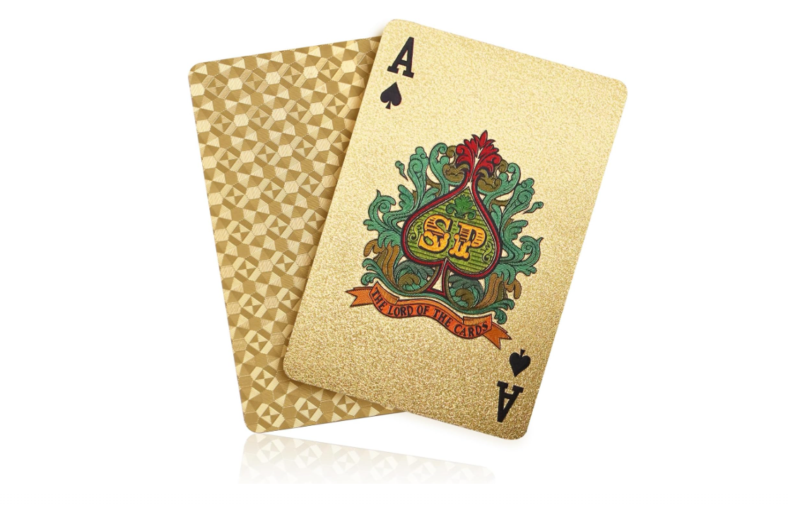 ACELION Waterproof Playing Cards, Plastic Playing Cards, Deck of Cards, Gift Poker Cards (Gold)