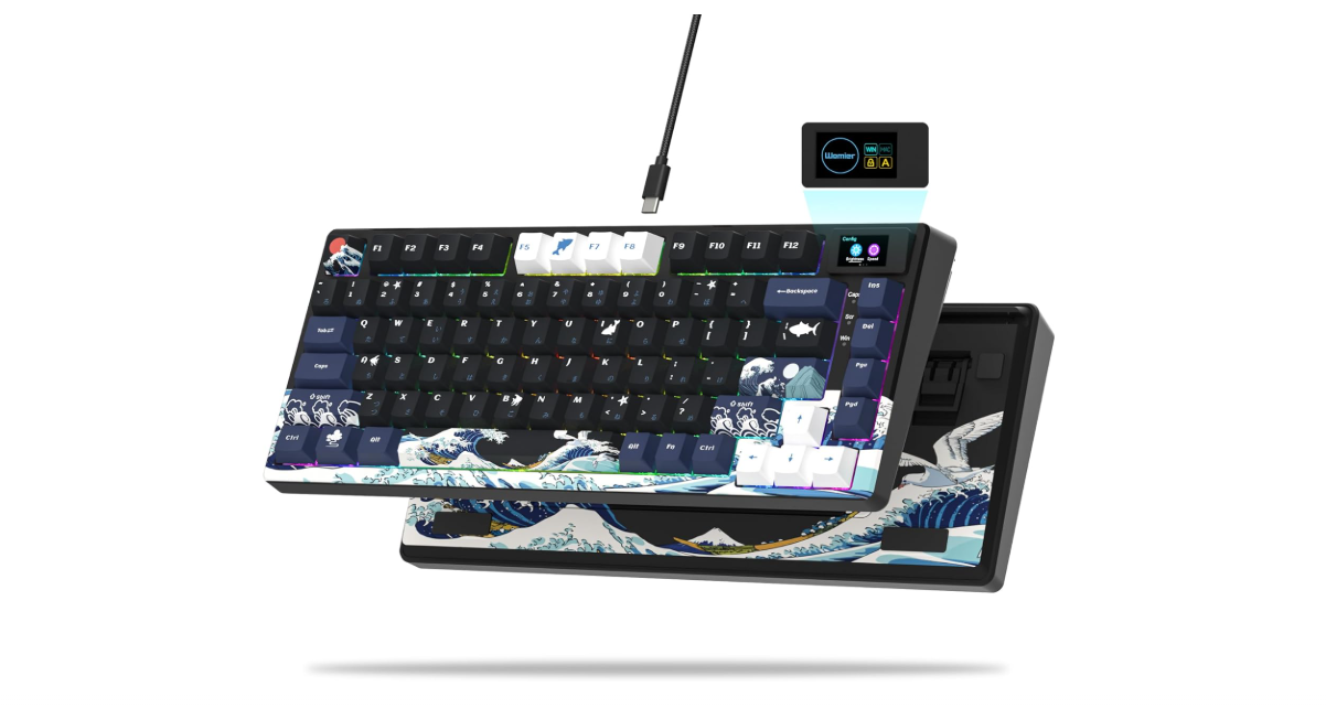 Womier SK80 75% Keyboard with Color Multimedia Display Mechanical Gaming Keyboard Creamy Sound, Wired Hot Swappable Gasket Mount RGB Custom Key Board,... 