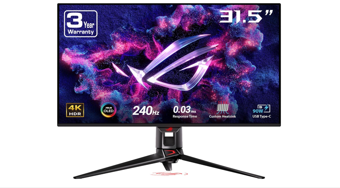 ASUS ROG Swift 32” 4K OLED Gaming Monitor (PG32UCDM) - UHD (3840 x 2160), QD-OLED, 240Hz, 0.03ms, G-SYNC Compatible, Custom Heatsink, Graphene Film, 99%... 