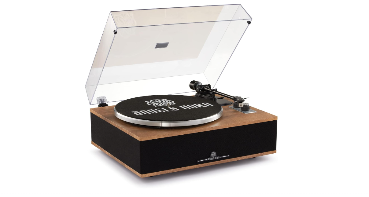 ANGELS HORN Vinyl Record Player, Bluetooth Turntable with Built in Speakers Phono Preamp, High Fidelity Turntables for Vinyl Records with Magnetic Cartridge...