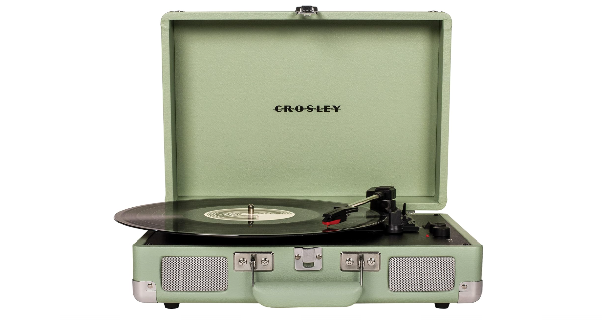 Crosley CR8005F-MT Cruiser Plus Vintage 3-Speed Bluetooth in/Out Suitcase Vinyl Record Player Turntable, Mint 