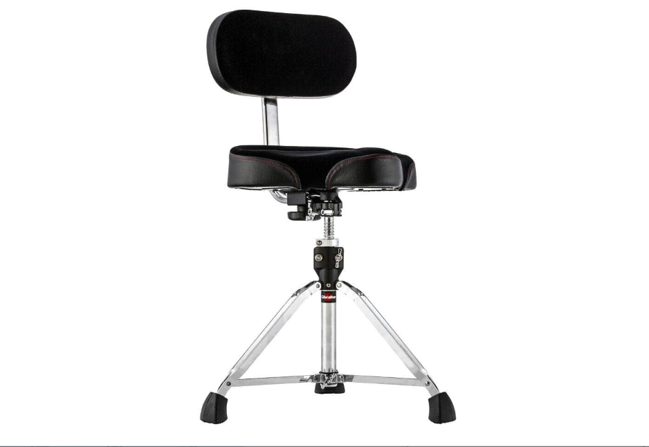 Gibraltar Drum Throne with Adjustable Height Motorcycle Seat & Backrest, Double-Braced Drum Stool, Comfortable Supportive Cushion for Drummers, Studio...