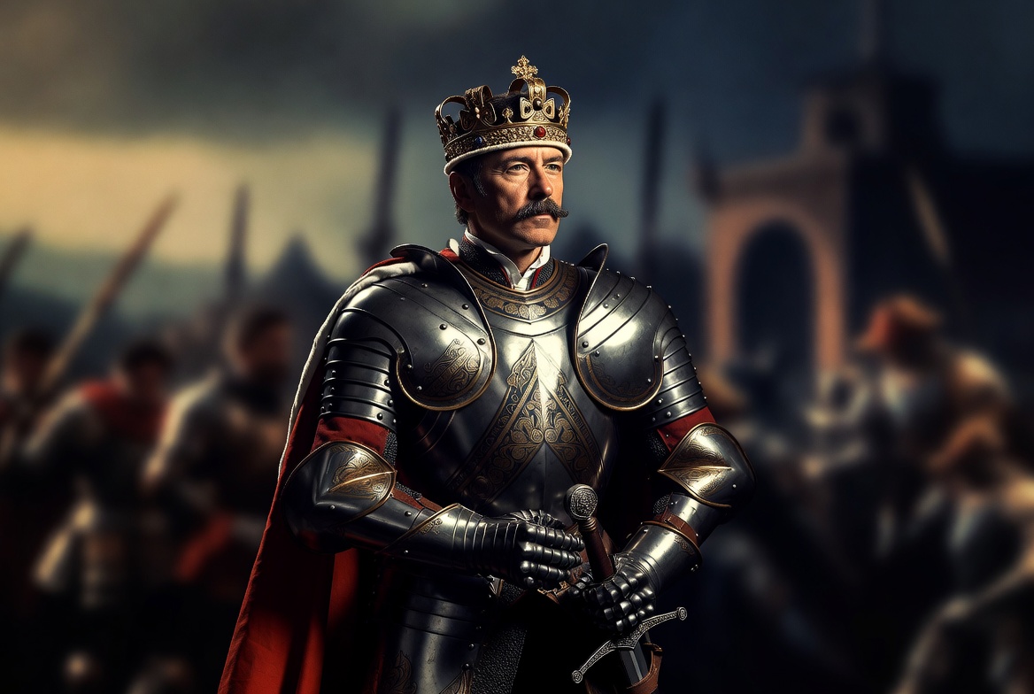 Mature King Henry V as the heroic warrior monarch
