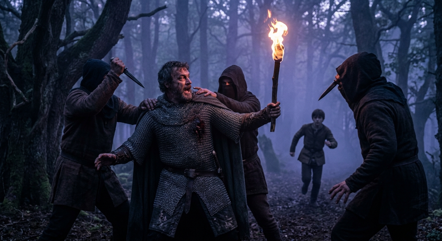The ambush of Banquo and the escape of Fleance in a dark forest, the crucial structural turning point of Macbeth Act 3.