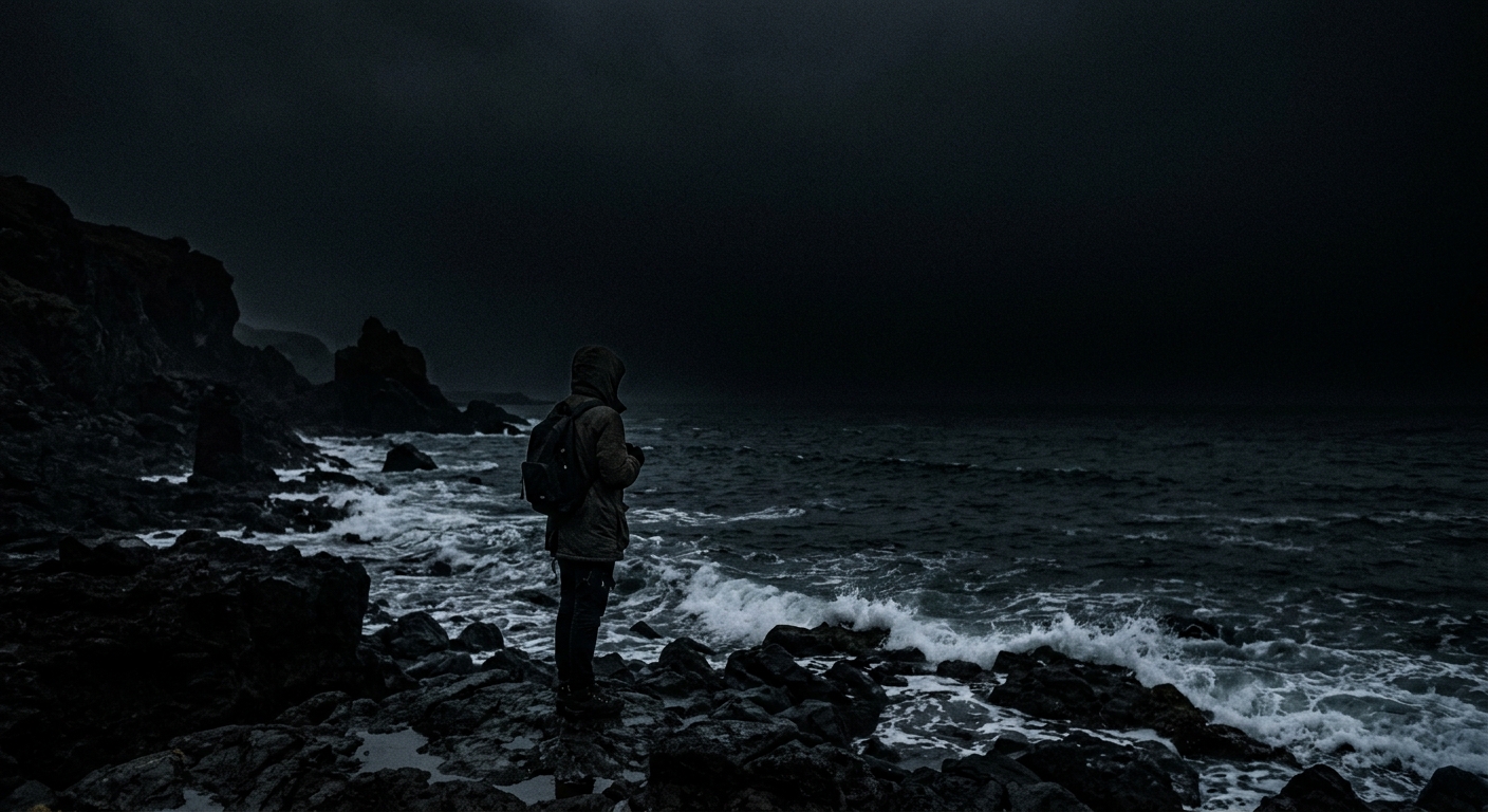 A cinematic shot of Macbeth reaching for a spectral, glowing dagger in a dark castle corridor.