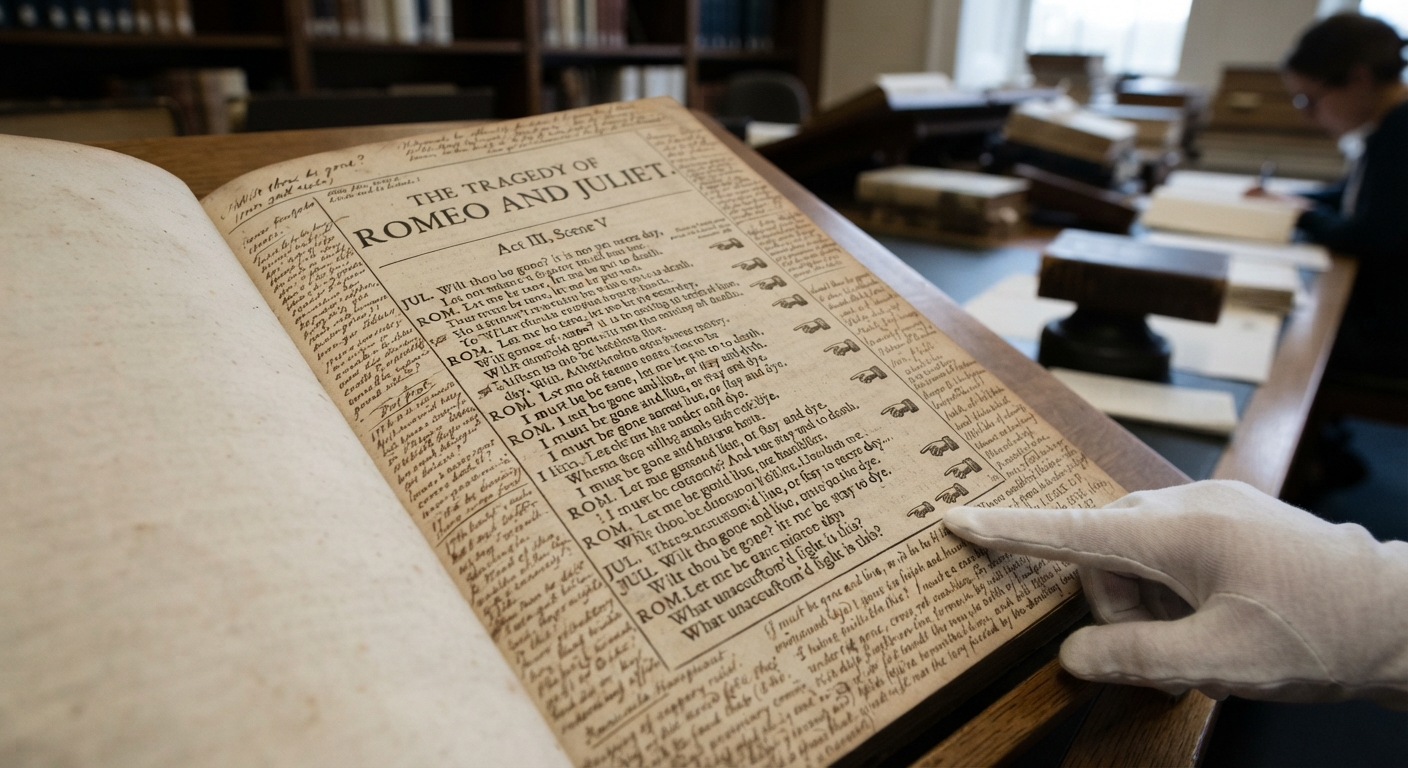 A page from a 17th-century Shakespeare Folio with dense, faded ink marginalia and handwritten notes by an early reader.