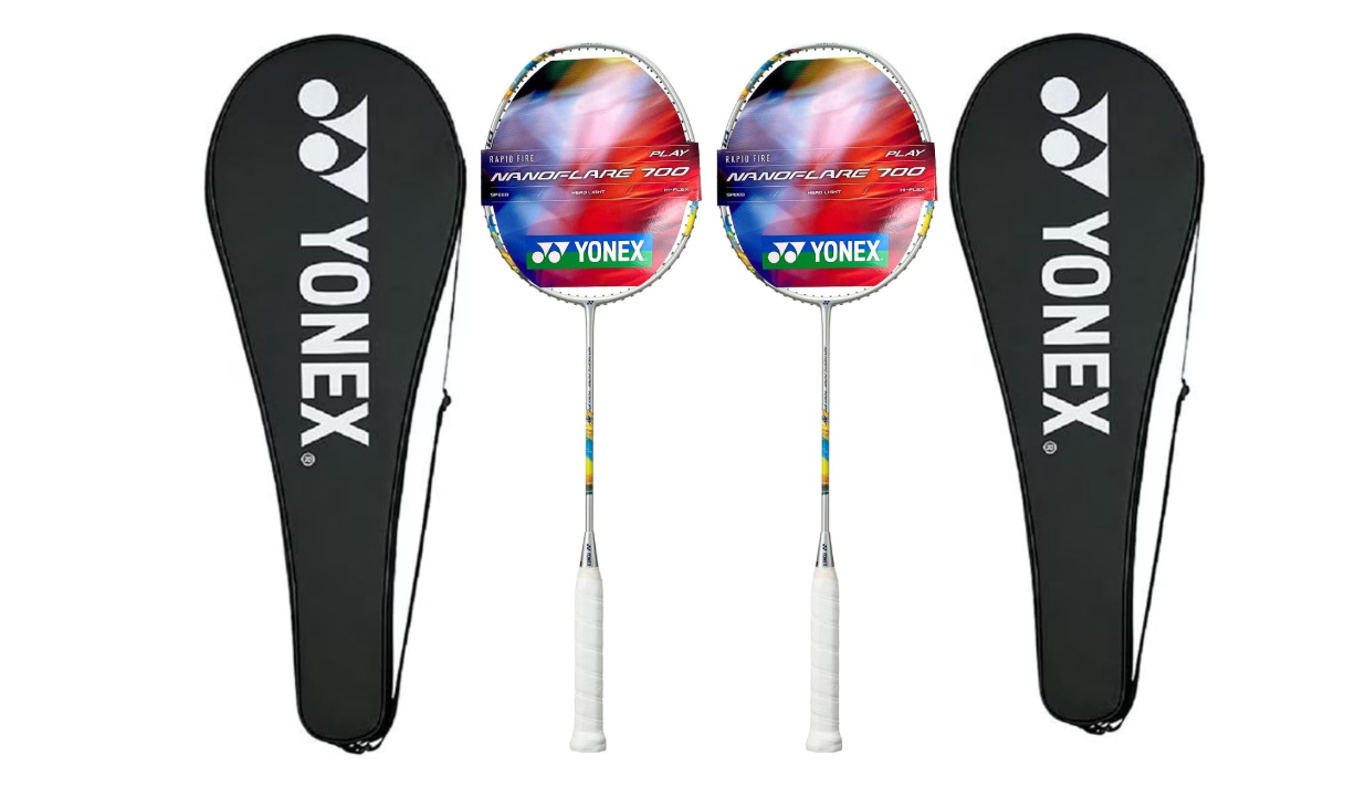 2X Yonex 2nd Gen Nanoflare 700 Play (Silver/Sky Blue) Badminton Racket - Pre Strung 