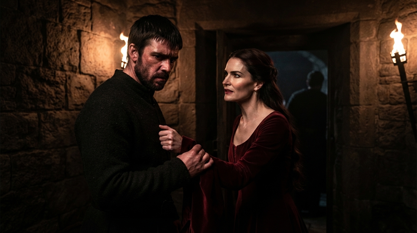 Lady Macbeth manipulates Macbeth into committing regicide during their private confrontation in Act 1, Scene 7.