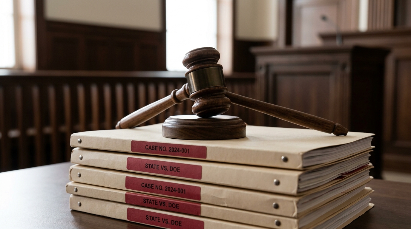 Professional gavels resting on legal files in a clean courtroom environment, symbolizing expert legal analysis.