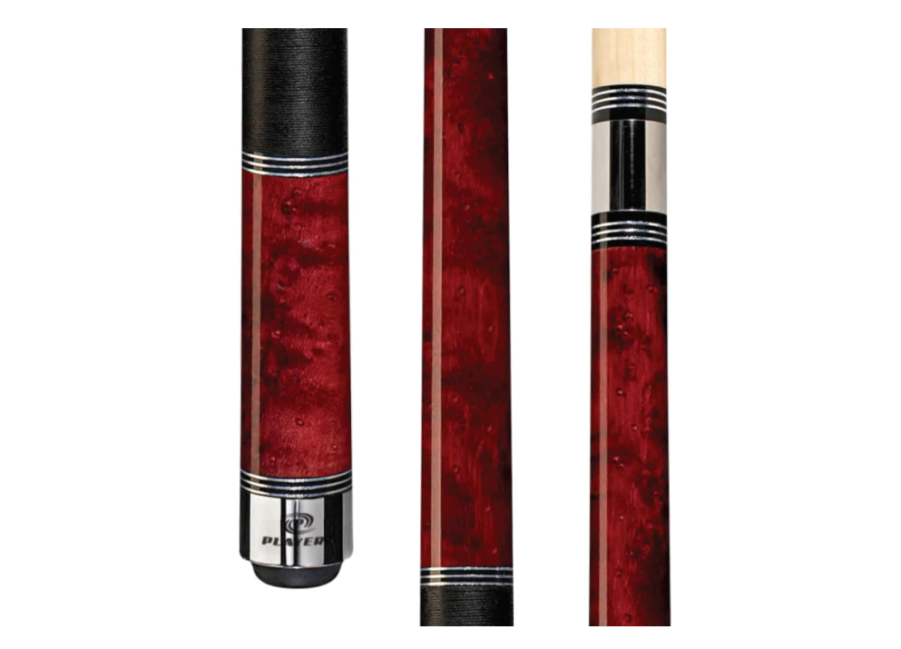 Players Classic Birds-Eye Maple with Triple Silver Rings Cue | North American Hard Maple, Birdseye with Linen Wrap