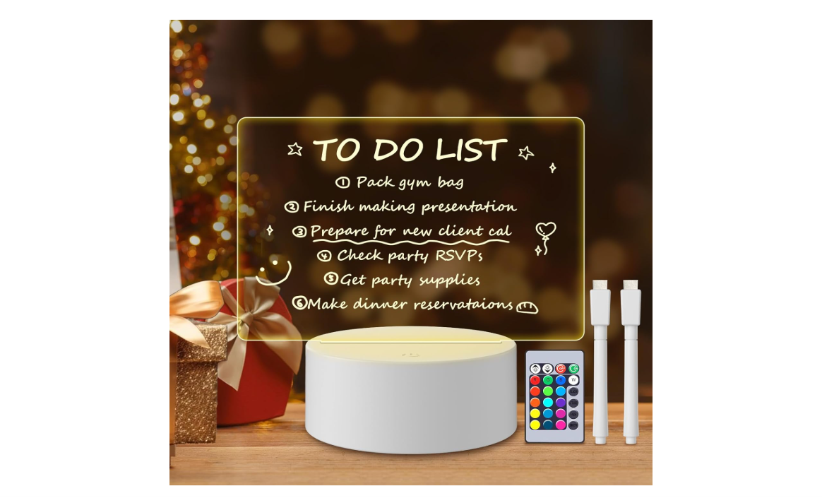 Acrylic Dry Erase Board with Light, LED Message Board, DIY Note Memo Board with 16 Colors Remote Control/2 Power Modes, 7.1×5.7”Rewritable Clear Desktop...