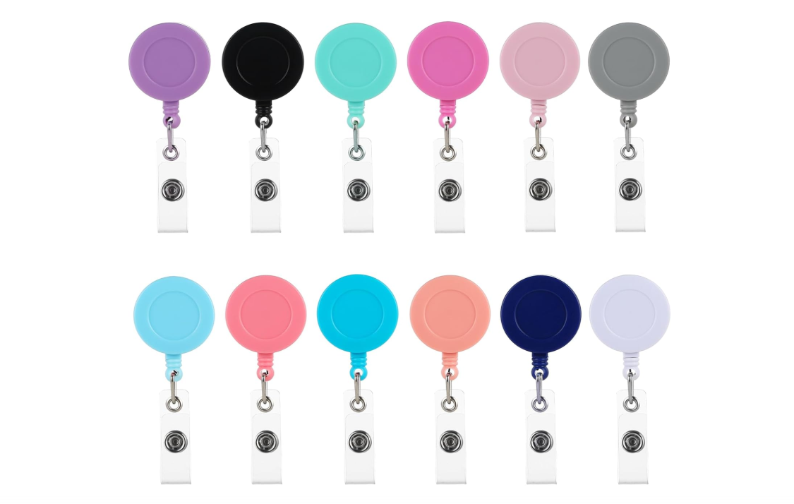 Retractable Badge Reels with Swivel Clip - Bulk Heavy Duty Badge Holders | 12 Pack ID Card Name Tag Holder Clips for Teacher Student Nurse Worker Employee
