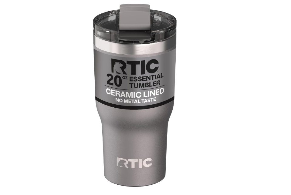 RTIC 20oz Essential Tumbler with Lid, Ceramic Lined, Graphite | Insulated, Stainless Steel Metal, Portable Travel Cup for Hot and Cold Drinks, Coffee, Car,...