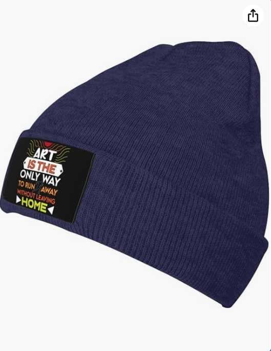 Art is The Only Way to Run Away Without Leaving Home Beanie Hat for Men Women Beanies Warm Cozy Knitted Skull Caps Navy Blue